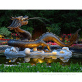 Antique deco metal craft bronze dragon water fountain for garden decoration